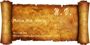 Matejka Vera névjegykártya